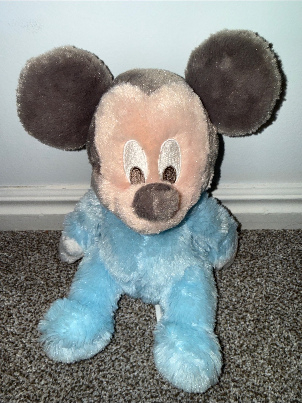 Disney Parks Blue Baby Mickey Mouse with Rattle